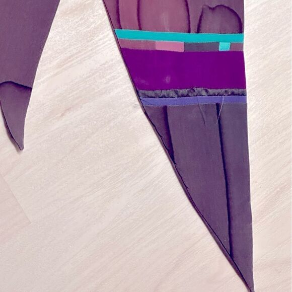 Hand painted silk scarf belt violets, blues, purple artist made signed DARA - Picture 5 of 6